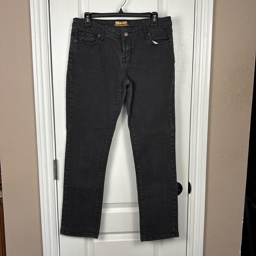 Bitten by Sarah Jessica Parker Women's Faded Blk Zip Straight Leg Jeans Size 10R